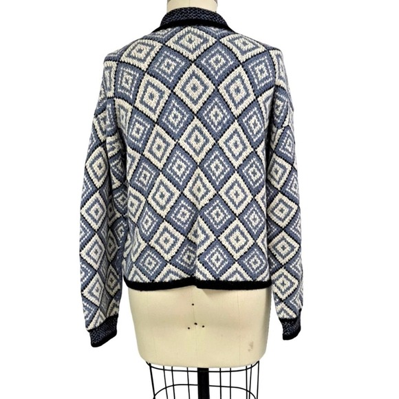 Hallet San Francisco alpaca wool blue button-down sweater M - Picture 3 of 5